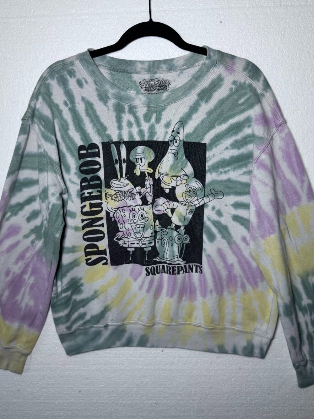 Spongebob Squarepants Womens Size Large Tie Dye Graphic Sweatshirt Nickelodeon